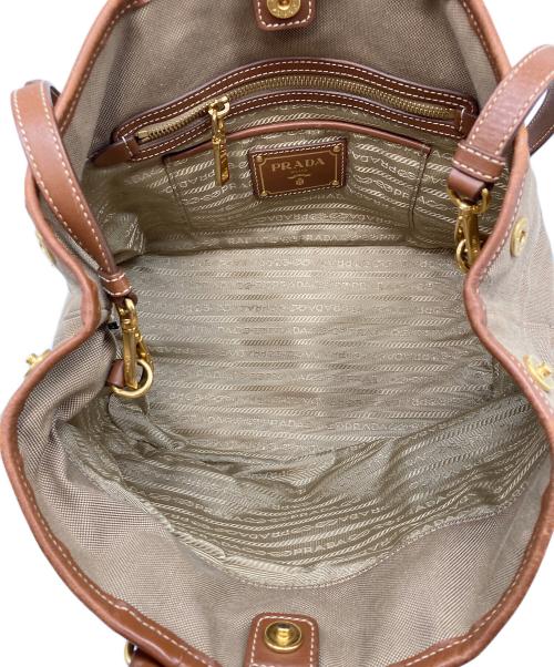 PRADA（プラダ）PRADA (プラダ) 2WAYショルダーバッグ　ハンドバッグ ベージュ×ブラウン サイズ:実寸参照の古着・服飾アイテム