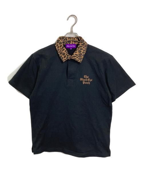 BlackEyePatch（ブラックアイパッチ）BlackEyePatch (ブラックアイパッチ) BEP TIMES LEOPARD COLLARED RUGBY SHIRT ブラック サイズ:Mの古着・服飾アイテム