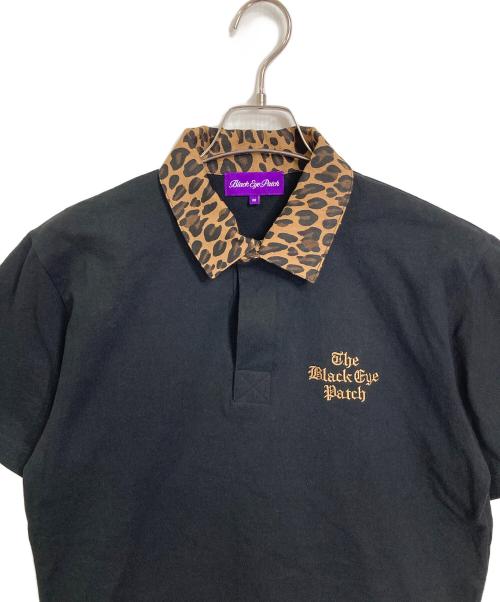 BlackEyePatch（ブラックアイパッチ）BlackEyePatch (ブラックアイパッチ) BEP TIMES LEOPARD COLLARED RUGBY SHIRT ブラック サイズ:Mの古着・服飾アイテム