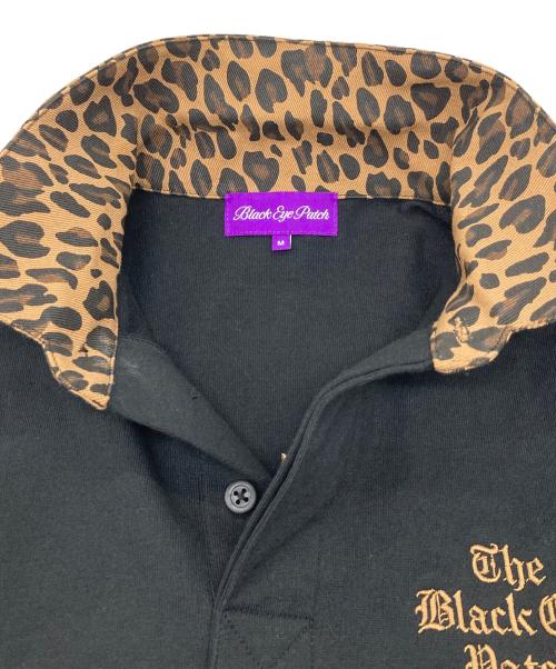 BlackEyePatch（ブラックアイパッチ）BlackEyePatch (ブラックアイパッチ) BEP TIMES LEOPARD COLLARED RUGBY SHIRT ブラック サイズ:Mの古着・服飾アイテム