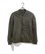DIESELディーゼル）の古着「シングルライダースジャケット　レザージャケット」｜カーキ