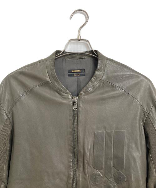 DIESEL（ディーゼル）DIESEL (ディーゼル) シングルライダースジャケット　レザージャケット カーキ サイズ:Sの古着・服飾アイテム
