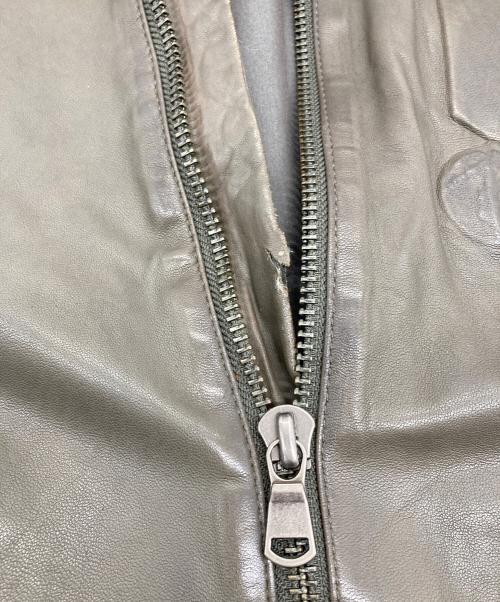 DIESEL（ディーゼル）DIESEL (ディーゼル) シングルライダースジャケット　レザージャケット カーキ サイズ:Sの古着・服飾アイテム