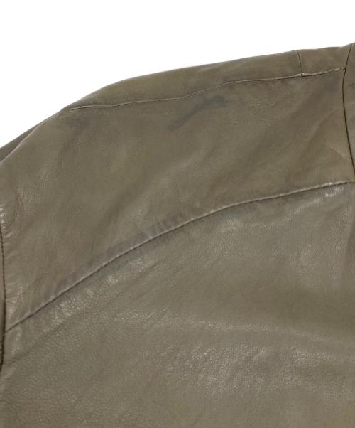 DIESEL（ディーゼル）DIESEL (ディーゼル) シングルライダースジャケット　レザージャケット カーキ サイズ:Sの古着・服飾アイテム