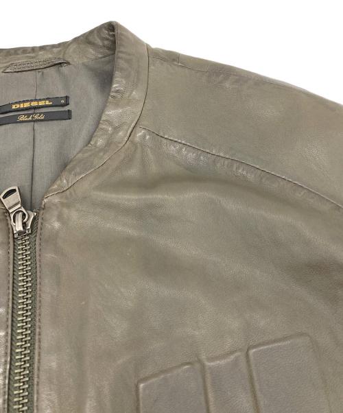 DIESEL（ディーゼル）DIESEL (ディーゼル) シングルライダースジャケット　レザージャケット カーキ サイズ:Sの古着・服飾アイテム