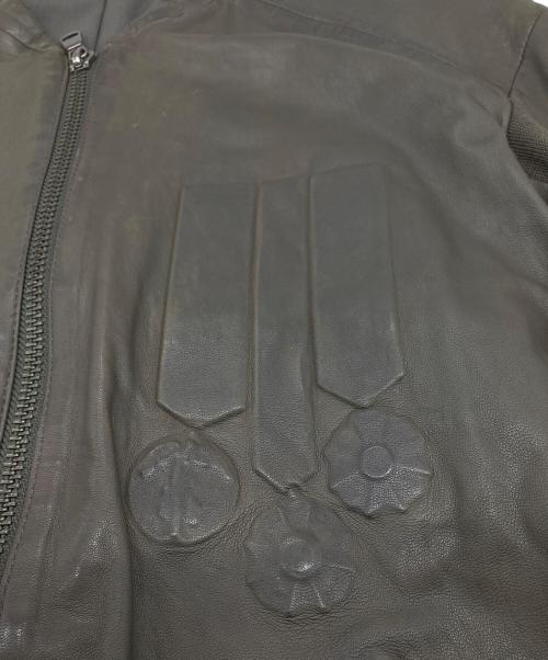 DIESEL（ディーゼル）DIESEL (ディーゼル) シングルライダースジャケット　レザージャケット カーキ サイズ:Sの古着・服飾アイテム