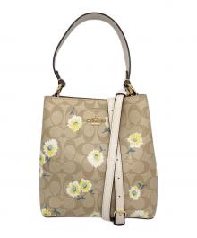 COACH（コーチ）の古着「フラワープリントシグネチャー2WAYバッグ」｜ベージュ
