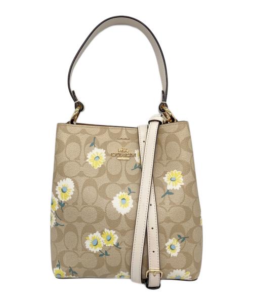 COACH（コーチ）COACH (コーチ) フラワープリントシグネチャー2WAYバッグ ベージュ サイズ:実寸参照の古着・服飾アイテム