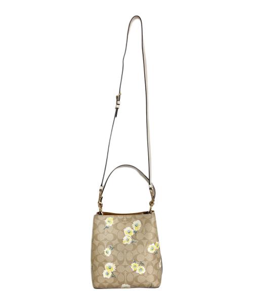 COACH（コーチ）COACH (コーチ) フラワープリントシグネチャー2WAYバッグ ベージュ サイズ:実寸参照の古着・服飾アイテム