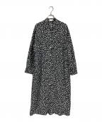 ）の古着「フローラルプリント ロングシャツワンピース」｜ブラック