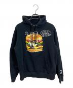 stussyステューシー）の古着「プルオーバーパーカー　グラフックパーカー　klyons」｜ブラック