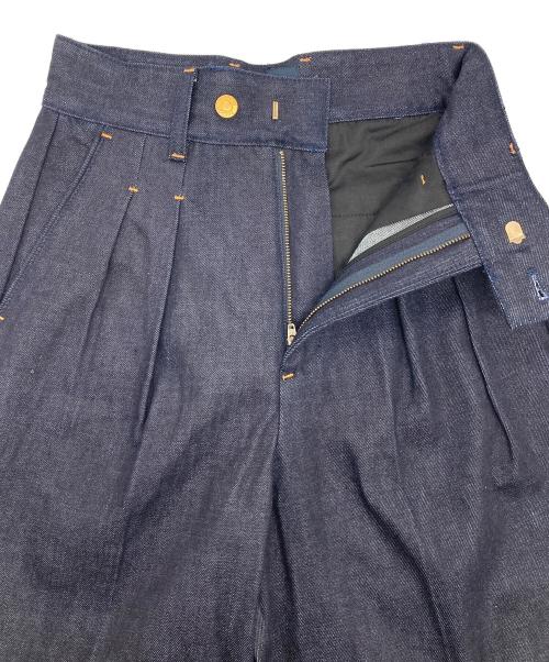 BON BON（ボンボン）BON BON (ボンボン) ワイドタックデニムパンツ インディゴ サイズ:Sの古着・服飾アイテム