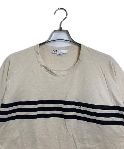 Y-3（ワイスリー）Y-3 (ワイスリー) ボーダーラインTシャツ カットソー ベージュ サイズ:Lの古着・服飾アイテム