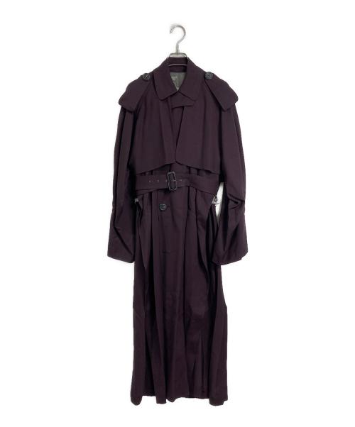 Jean Paul Gaultier FEMME（ジャンポールゴルチエ フェム）Jean Paul GAULTIER FEMME (ジャンポールゴルチエ フェム) ウールトレンチコート　ラグランコート　ロングコート　日本製 ボルドー サイズ:40の古着・服飾アイテム