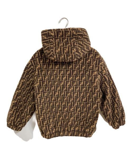 FENDI KIDS（フェンディ キッズ）FENDI KIDS (フェンディ キッズ) ズッカ柄 テディベアジャケット　FFロゴ　ウールボアジャケット ブラウン サイズ:12A（150センチ） 未使用品の古着・服飾アイテム