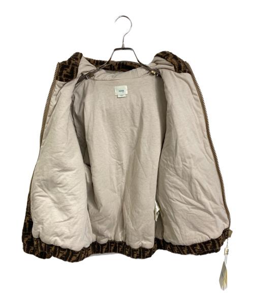 FENDI KIDS（フェンディ キッズ）FENDI KIDS (フェンディ キッズ) ズッカ柄 テディベアジャケット　FFロゴ　ウールボアジャケット ブラウン サイズ:12A（150センチ） 未使用品の古着・服飾アイテム
