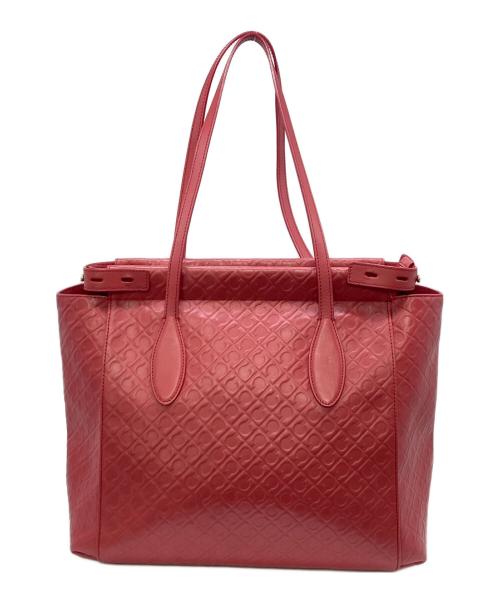 GHERARDINI（ゲラルディーニ）GHERARDINI (ゲラルディーニ) エンボストートバッグ　イタリア製 レッド サイズ:実寸参照の古着・服飾アイテム