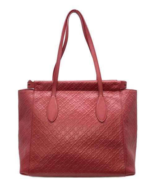 GHERARDINI（ゲラルディーニ）GHERARDINI (ゲラルディーニ) エンボストートバッグ　イタリア製 レッド サイズ:実寸参照の古着・服飾アイテム