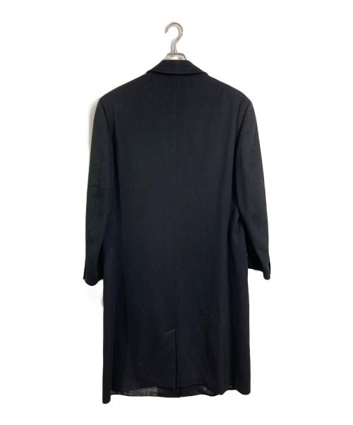 GIANNI VERSACE（ジャンニ・ヴェルサーチ）GIANNI VERSACE (ジャンニ・ヴェルサーチ) 裏地ロゴチェスターコート　ブラック　ブラウンボタン ブラック サイズ:52の古着・服飾アイテム