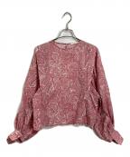 SOULEIADOソレイアード）の古着「コットンプリント ボリュームスリーブブラウス」｜ピンク