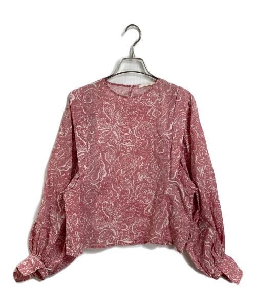 SOULEIADO（ソレイアード）SOULEIADO (ソレイアード) コットンプリント ボリュームスリーブブラウス ピンク サイズ:36の古着・服飾アイテム