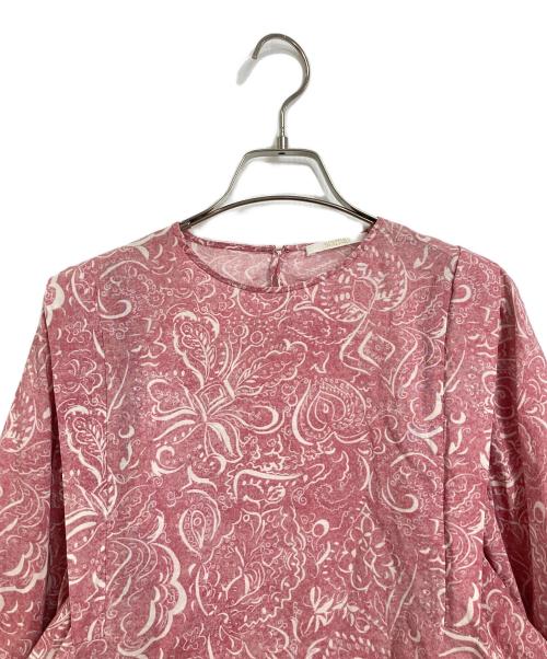 SOULEIADO（ソレイアード）SOULEIADO (ソレイアード) コットンプリント ボリュームスリーブブラウス ピンク サイズ:36の古着・服飾アイテム