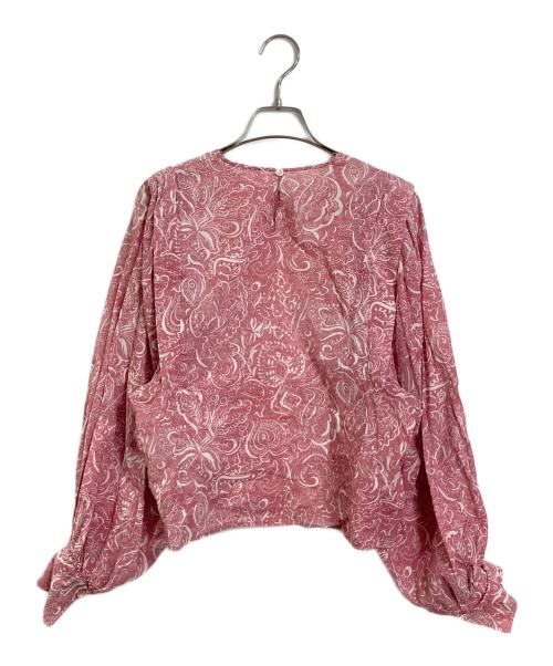 SOULEIADO（ソレイアード）SOULEIADO (ソレイアード) コットンプリント ボリュームスリーブブラウス ピンク サイズ:36の古着・服飾アイテム