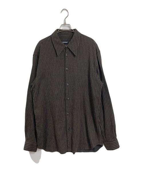 GIORGIO ARMANI（ジョルジョアルマーニ）GIORGIO ARMANI (ジョルジョアルマーニ) ウールブレンドレーヨンロングスリーブシャツ ブラウン サイズ:40の古着・服飾アイテム