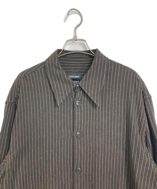 GIORGIO ARMANI（ジョルジョアルマーニ）GIORGIO ARMANI (ジョルジョアルマーニ) ウールブレンドレーヨンロングスリーブシャツ ブラウン サイズ:40の古着・服飾アイテム