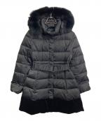 COUP DE CHANCEクードシャンス）の古着「ミディ丈ベルト付ダウンコート　フード付ダウンコート　アウター」｜ブラック