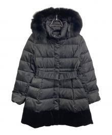 COUP DE CHANCE（クードシャンス）の古着「ミディ丈ベルト付ダウンコート　フード付ダウンコート　アウター」｜ブラック