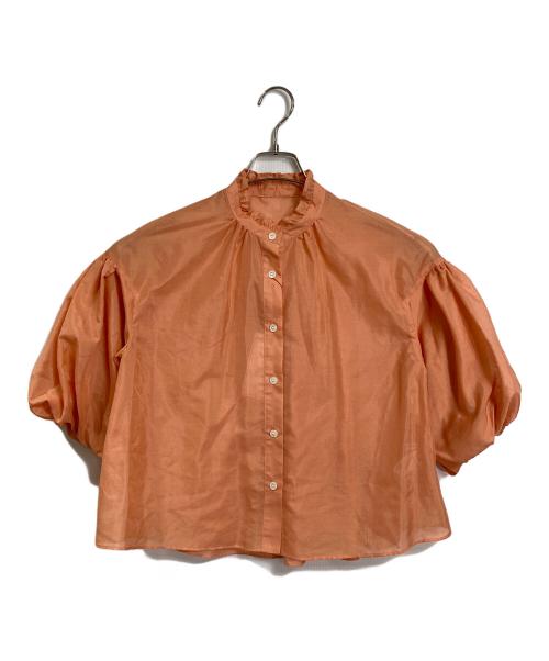 DRESSTERIOR（ドレステリア）DRESSTERIOR (ドレステリア) ウォッシャブルスタンドフリルボリュームスリーブブラウス　半袖ブラウス　日本製 オレンジ サイズ:36 未使用品の古着・服飾アイテム