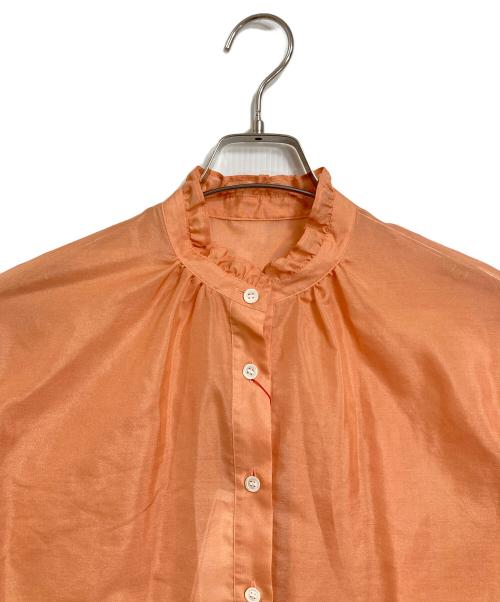 DRESSTERIOR（ドレステリア）DRESSTERIOR (ドレステリア) ウォッシャブルスタンドフリルボリュームスリーブブラウス　半袖ブラウス　日本製 オレンジ サイズ:36 未使用品の古着・服飾アイテム