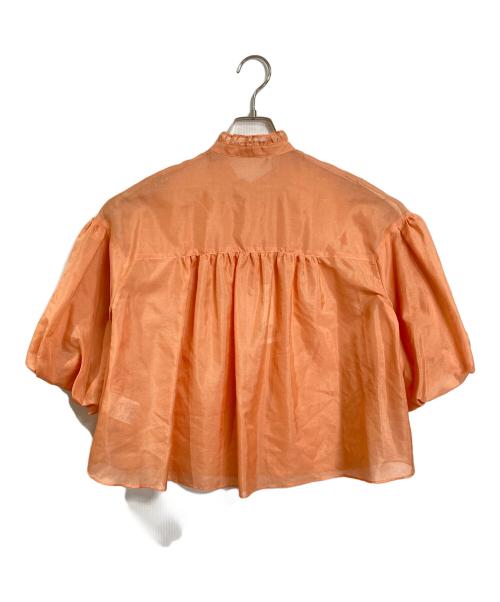 DRESSTERIOR（ドレステリア）DRESSTERIOR (ドレステリア) ウォッシャブルスタンドフリルボリュームスリーブブラウス　半袖ブラウス　日本製 オレンジ サイズ:36 未使用品の古着・服飾アイテム