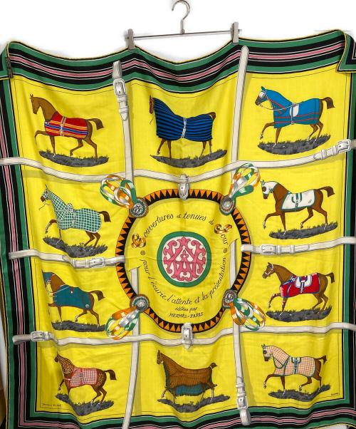 HERMES（エルメス）HERMES (エルメス) カレジェアン カレ140　馬着・日中の衣装 イエロー サイズ:実寸参照の古着・服飾アイテム