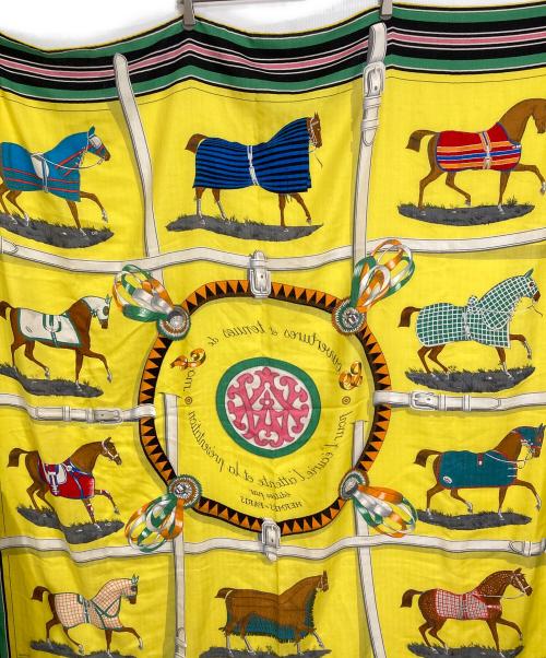 HERMES（エルメス）HERMES (エルメス) カレジェアン カレ140　馬着・日中の衣装 イエロー サイズ:実寸参照の古着・服飾アイテム