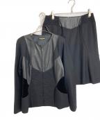 HIROKO KOSHINOヒロコ コシノ）の古着「エコレザー切替ジャケットセットアップ」｜ブラック