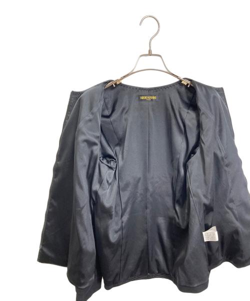 HIROKO KOSHINO（ヒロコ コシノ）HIROKO KOSHINO (ヒロコ コシノ) エコレザー切替ジャケットセットアップ ブラック サイズ:42の古着・服飾アイテム
