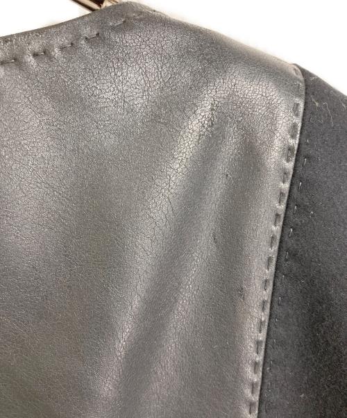 HIROKO KOSHINO（ヒロコ コシノ）HIROKO KOSHINO (ヒロコ コシノ) エコレザー切替ジャケットセットアップ ブラック サイズ:42の古着・服飾アイテム