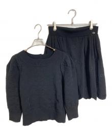 CHANEL（シャネル）の古着「バックココマーク7分袖ニット＆スカートセットアップ」｜ブラック