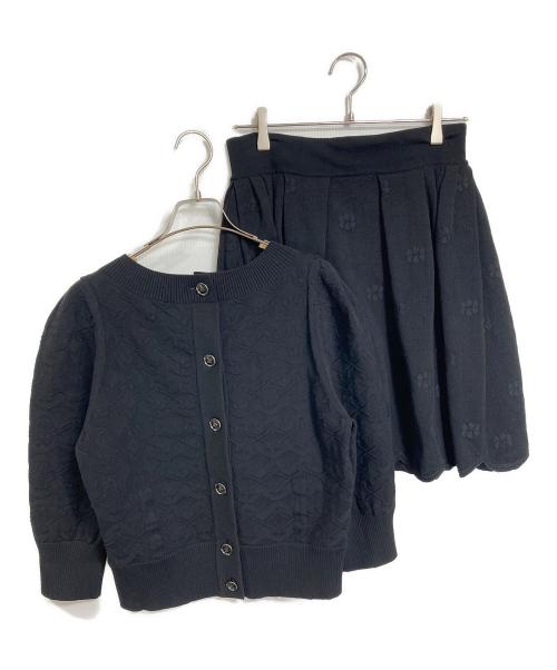 CHANEL（シャネル）CHANEL (シャネル) バックココマーク7分袖ニット＆スカートセットアップ ブラック サイズ:42の古着・服飾アイテム