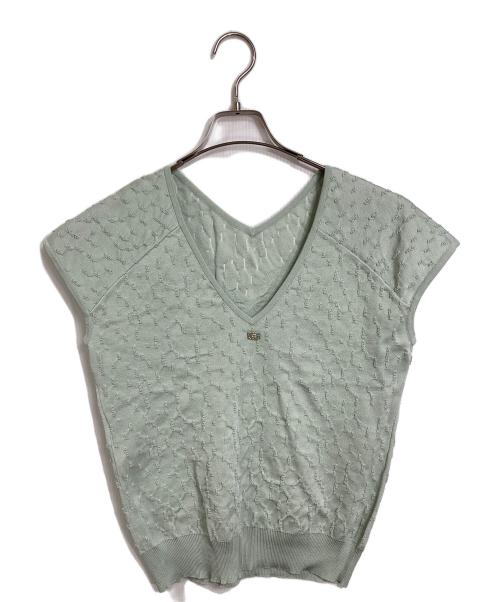 CHANEL（シャネル）CHANEL (シャネル) バックココマークチャームニットベスト ミントグリーン サイズ:40の古着・服飾アイテム