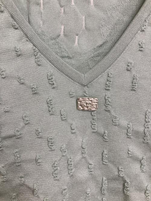 CHANEL（シャネル）CHANEL (シャネル) バックココマークチャームニットベスト ミントグリーン サイズ:40の古着・服飾アイテム