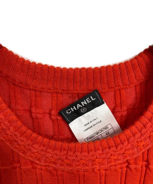 CHANEL（シャネル）CHANEL (シャネル) ノースリーブニット オレンジ サイズ:42の古着・服飾アイテム