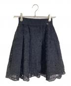 CHANELシャネル）の古着「ココマークチャームレースミニニットスカート」｜ブラック