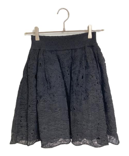 CHANEL（シャネル）CHANEL (シャネル) ココマークチャームレースミニニットスカート ブラック サイズ:42の古着・服飾アイテム