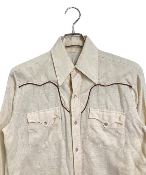 ヴィンテージシャツ（ヴィンテージシャツ）ヴィンテージシャツ (ヴィンテージシャツ) 【古着】　70'sウエスタンシャツ　70年代 ベージュ サイズ:15  32の古着・服飾アイテム
