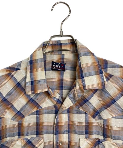 LEVI'S（リーバイス）LEVI'S (リーバイス) 【古着】70's チェックシャツ　長袖シャツ　70年代 オレンジ×ネイビー サイズ:Mの古着・服飾アイテム