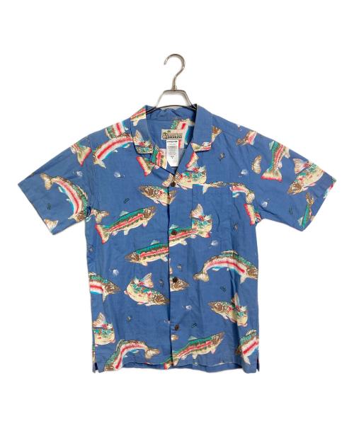 Patagonia（パタゴニア）Patagonia (パタゴニア) pataloha パタロハ 魚柄オープンカラーシャツ　15SS ブルー サイズ:Mの古着・服飾アイテム