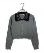 Snidelスナイデル）の古着「ビジューカラーニットカーディガン　パールカーディガン　襟付きカーディガン」｜グレー